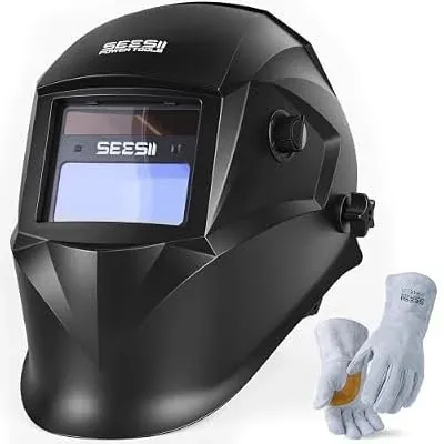 SEESII Auto Darkening Welding Helmet with Welding Gloves