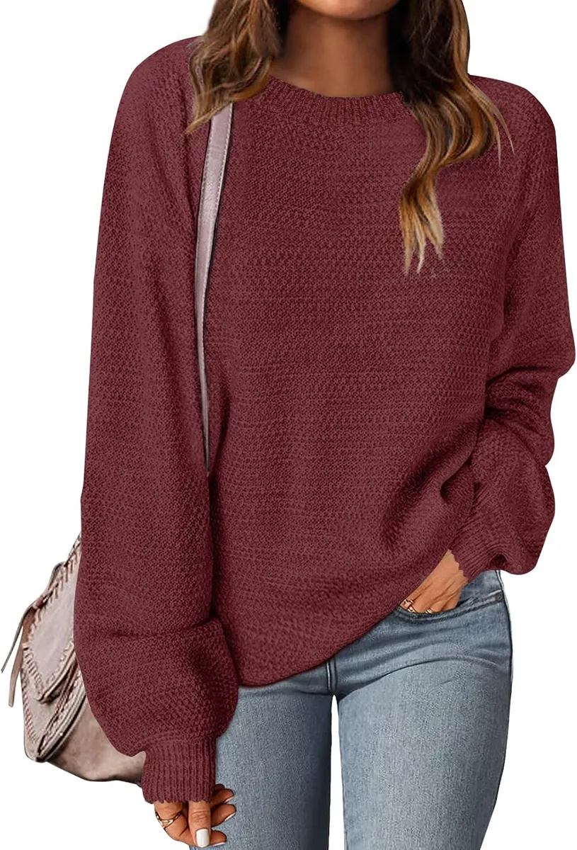 MEROKEETY Heather Knit Crewneck Sweater