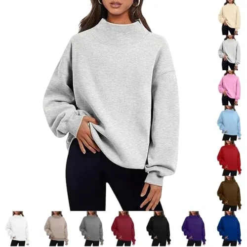 Mock Neck Oversized Fleece Turtleneck