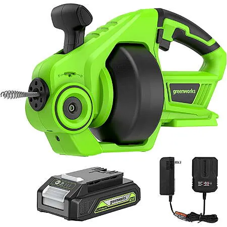 Greenworks 24V 23' 550 RPM Cordless Drain Auger w/ 2Ah Battery & Charger