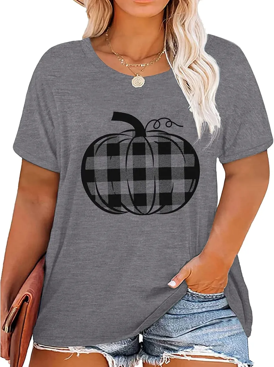 Women’s Plus-Size Halloween and Fall Tee in Gray