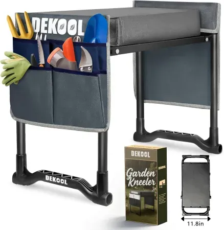 Dekool Foldable Garden Kneeler & Seat w/ 3" Thick Kneeling Pad & 2 Tool Bags