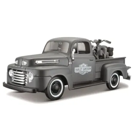 Maisto 1:24 Scale 1948 Ford F-1 Pickup and Harley Davidson 1942 WLA Flathead Diecast Vehicle