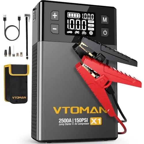 VTOMAN X1 2500A Jump Starter with 150PSI Air Compressor