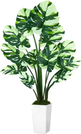 64" UPBUD Artificial Monstera Deliciosa Plant w/ Tall Pot & Moss