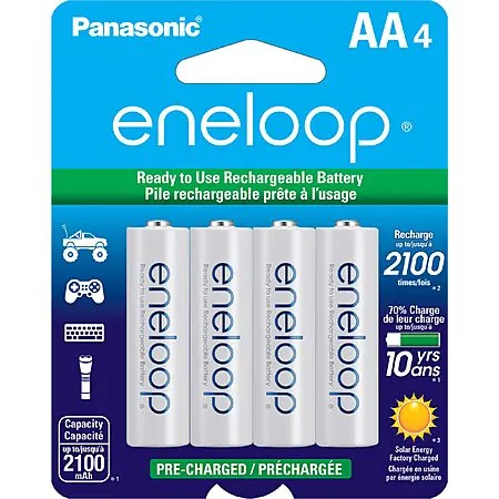 4-Pk Panasonic eneloop AA Ni-MH Pre-Charged Rechargeable Batteries