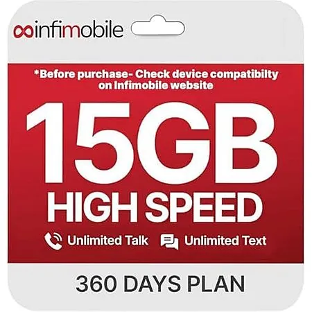 12-Month Infimobile Unlimited Talk & Text + 15GB Data / Mo. Plan