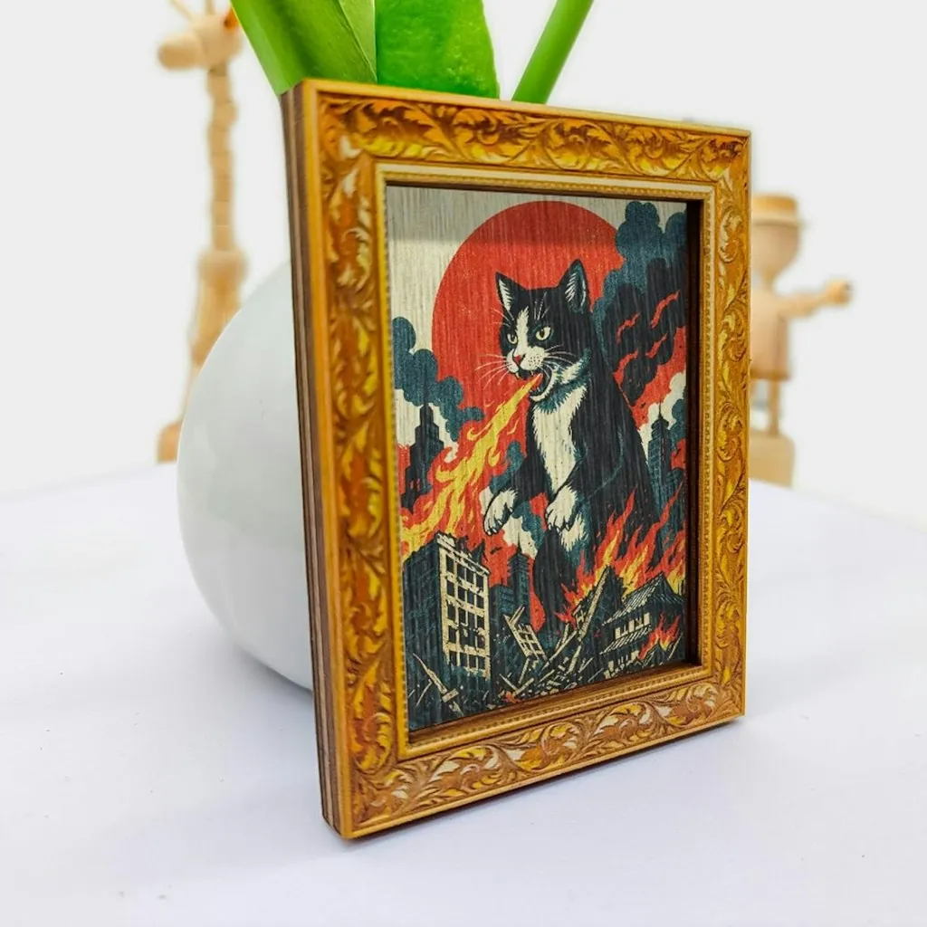 Fire Breathing Cat Fridge Magnet