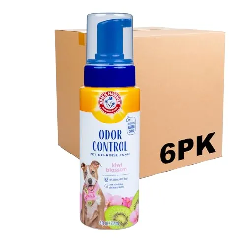 Arm & Hammer Odor Control No-Rinse Dog Foam, Kiwi Blossom, 8 Fl Oz, 6-Pack
