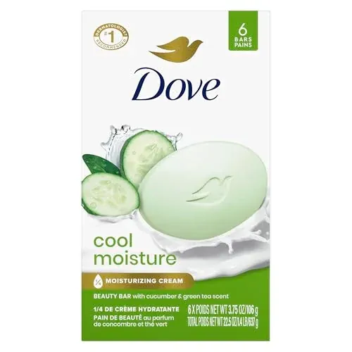 Dove Beauty Bar Soap Cool Moisture Cucumber & Green Tea Scent 6 Bars 3.75oz