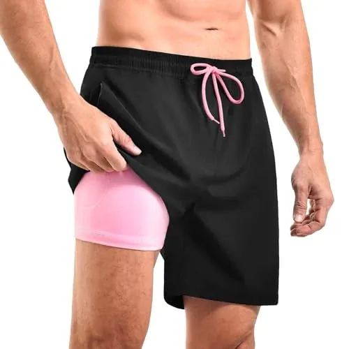 CADITEX Mens Swim Trunks 2 in 1 Compression Liner 7 Inch