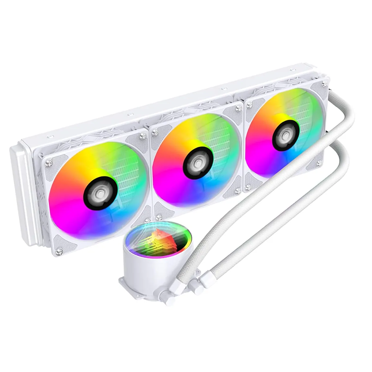 TK1 ARGB Water Cooling CPU Cooler,800-2000RPM ARGB PWM Fans,for Intel LGA115X/1200/1700/1366/2011/2066,for AMD:FM2/FM2+/AM3/AM3+/AM4/AM5 (White-360mm)
