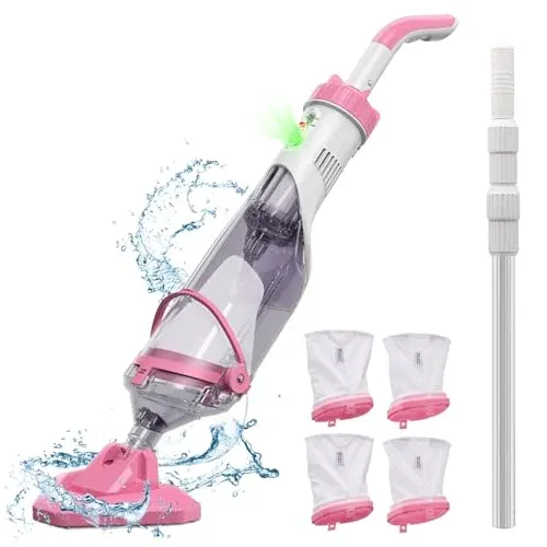 Enhulk PC10 Pro Cordless Rechargeable Pool Vacuum w/ 7.3' Telescopic Pole & 4 Filter Bags