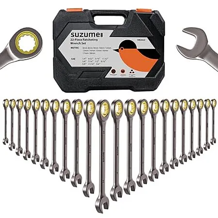 22-Pc SUZUME Ratchet Wrenches Set (72 Tooth SAE & Metric)