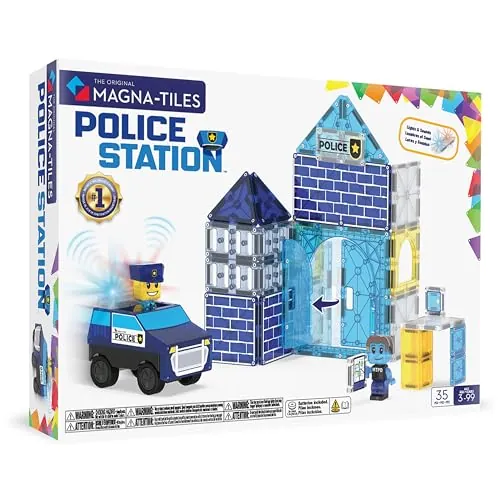 MAGNA-TILES Police Station 35-Piece Magnetic Construction Set