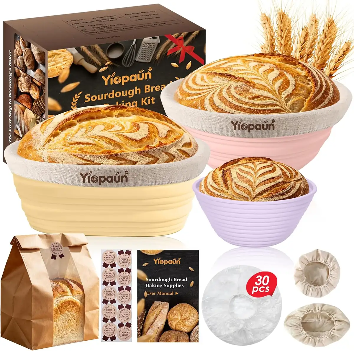 Yiopaun Banneton Bread Proofing Basket kit