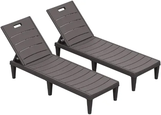 Arlmont & Co. Outdoor Patio Waterproof Chaise Lounge Chairs 2-Pack (Dark Brown)