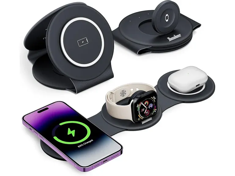 Hicober 18W Wireless 3-in-1 Magnetic Foldable Apple Device Charging Station