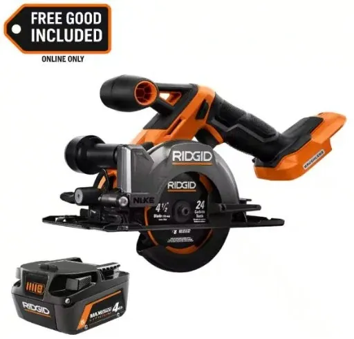 Ridgid 18V NUKE Brushless Cordless 4-1/2 in. Circular Saw with FREE 4.0 Ah Battery