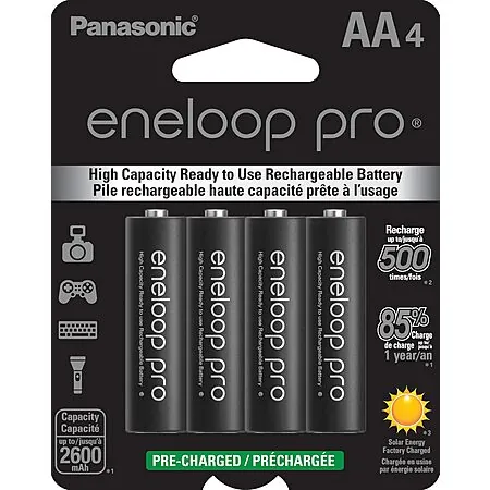 4-Pk Panasonic eneloop pro AA High-Capacity Ni-MH Rechargeable Batteries