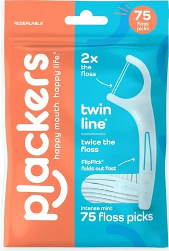 Plackers Twin-Line Dental Floss Picks 75ct