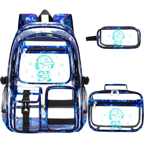 Clear Backpack with Lunch Box & Pencil Case