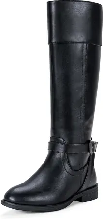 Jeossy Women's Knee-High Faux Leather Riding Boots