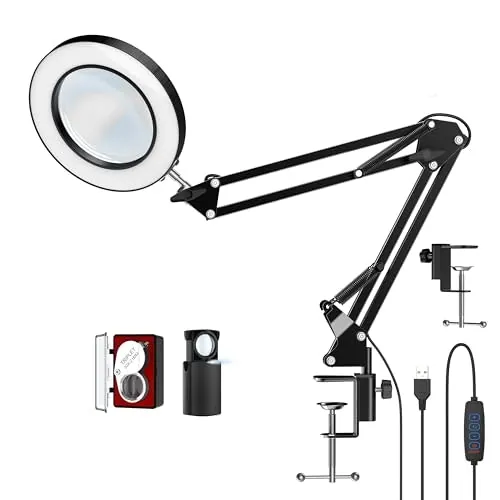 Lightswim 10X LED Magnifier Desk Lamp with Clamp