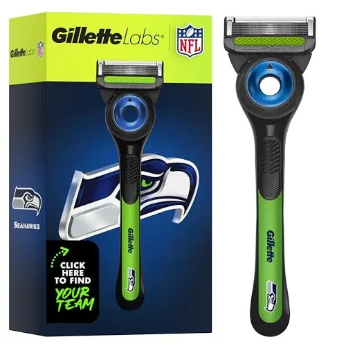 Gillette Labs Special NFL Seahawks Edition Shaving Razor for Men, 1 Handle + 1 Razor
