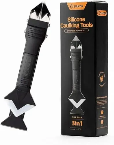 Saker 3-in-1 Silicone Caulking & Grout Removal Tool (Black)