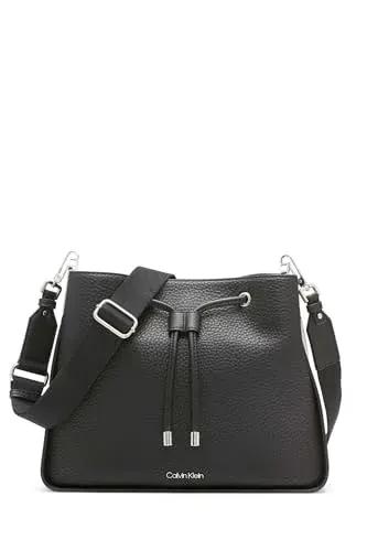 Calvin Klein Women’s Fay Drawstring Adjustable Hobo Bag Black