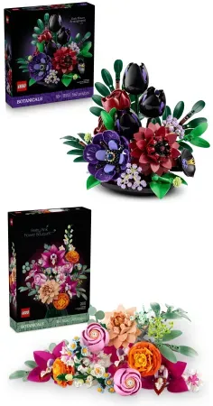 LEGO Botanicals Dark Floral and Pretty Pink Flower Bouquet Bundle