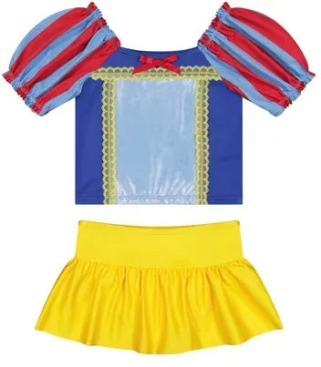 Snow White Toddler Girl Puff-Sleeve Tankini and Skirt Swimsuit, Sizes 12 Months-5T