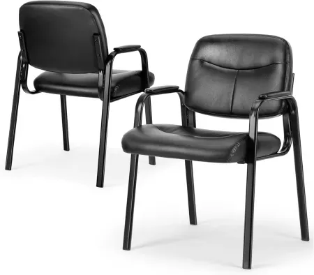 2-Pack Simple Deluxe PU Leather Guest Chair w/ Padded Arm