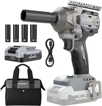 WORKPROX 20V Brushless 1/2" Cordless Impact Wrench Set