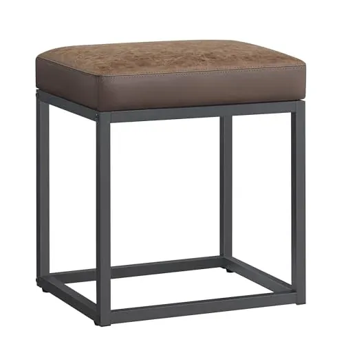 SONGMICS LUIZ Collection Rectangle Ottoman Footstool Walnut Brown