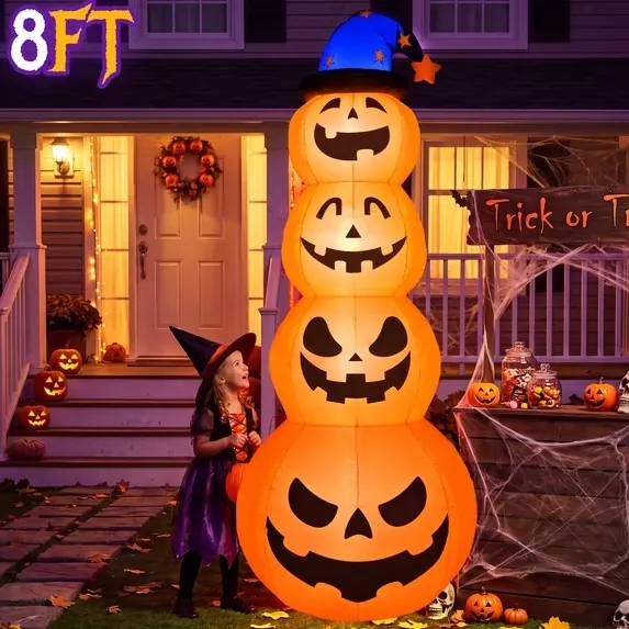 Halloween Pumpkin Stack 8ft Inflatable Decoration by Qunler
