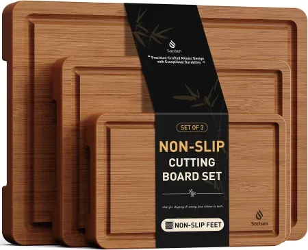 3-Piece Socisen Bamboo cutting Board Set