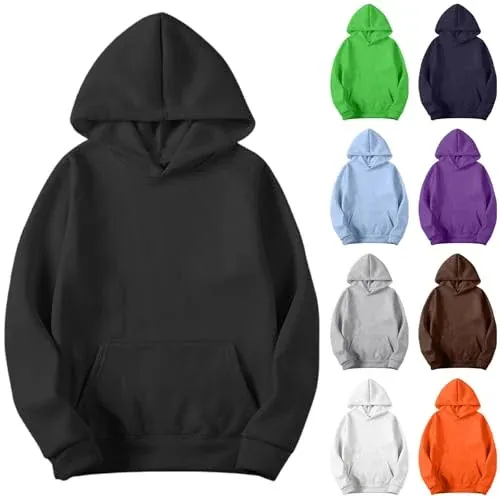 Fleece Hooded Long Sleeve Pullover Tops