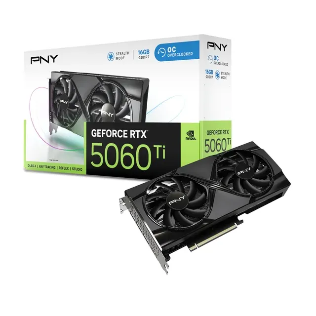 PNY NVIDIA GeForce RTX™ 5060 Ti OC Dual Fan, Graphics Card 16GB