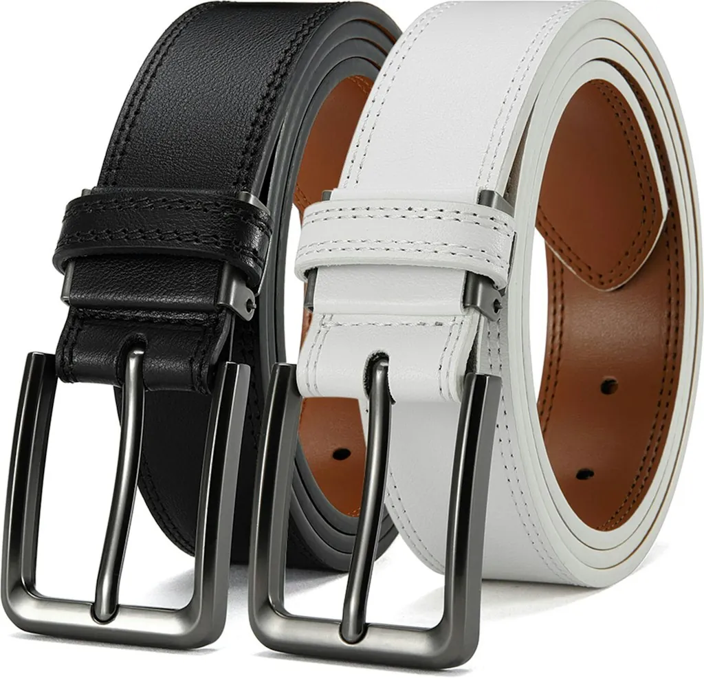 Men's Leather Dress Belt 2-Pack