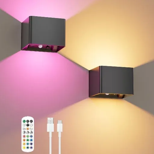 RGB Motion Sensor Wall Lights (2-Pack)