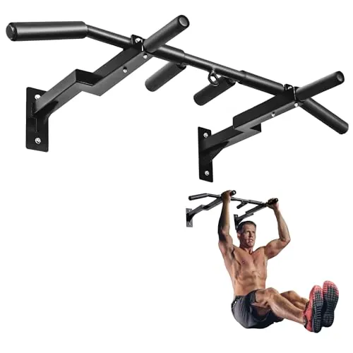 Yes4All Multi-Grip Wall Mount Pull-Up Bar 16"/24" Reversible Design