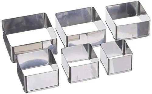 Ateco Plain Edge Square Cutters, Graduated Sizes, Stainless Steel, 6-Pc Set