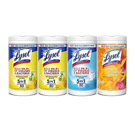 4-Pk 80-Ct Lysol All-Purpose Disinfecting Wipes (Mango + Linen + 2x Lemon)