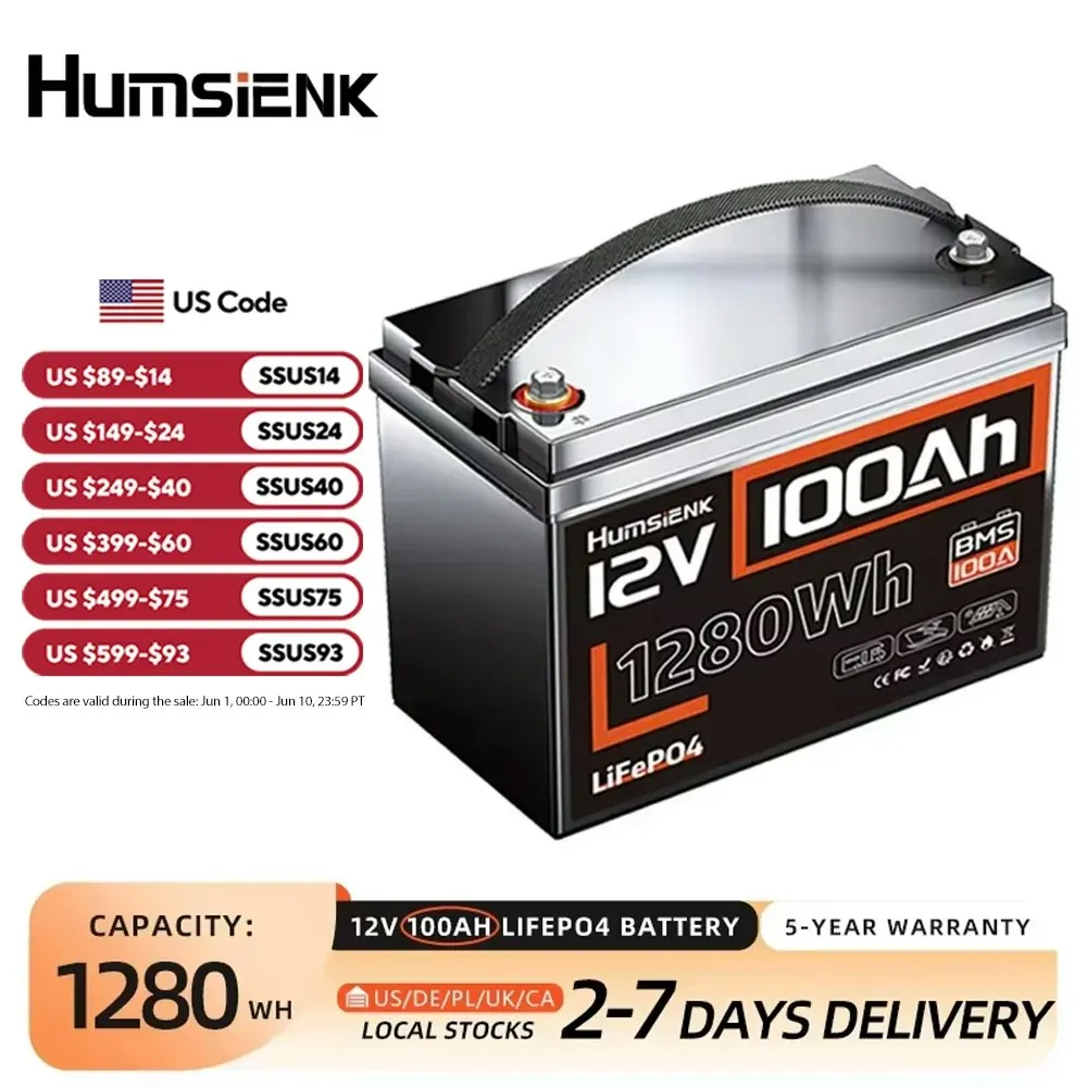 Humsienk LiFePO4 12V 100Ah RV & Off-Grid Lithium Battery