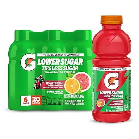 6-Pk 20-Oz Gatorade Lower Sugar Sports Drink (Fruit Punch)