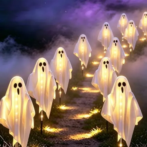 Albelt 3-Pack Solar Powered Ghost Halloween Decorations Outdoor