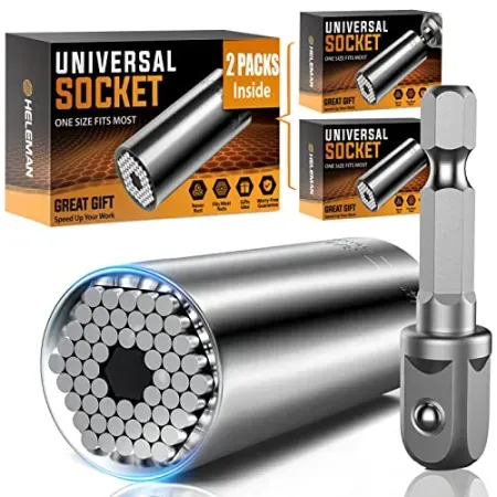 2-Count HELEMAN Universal Grip Sockets w/ Power Drill Adapters