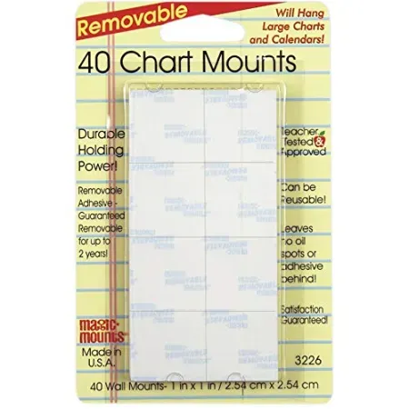 40-Pack 1" x 1" Magic Mounts Removable Chart Mounts